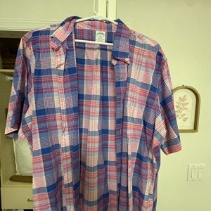 TWO Men's Short-Sleeve Button-Up Shirt - Blue & Pink/Coral & White